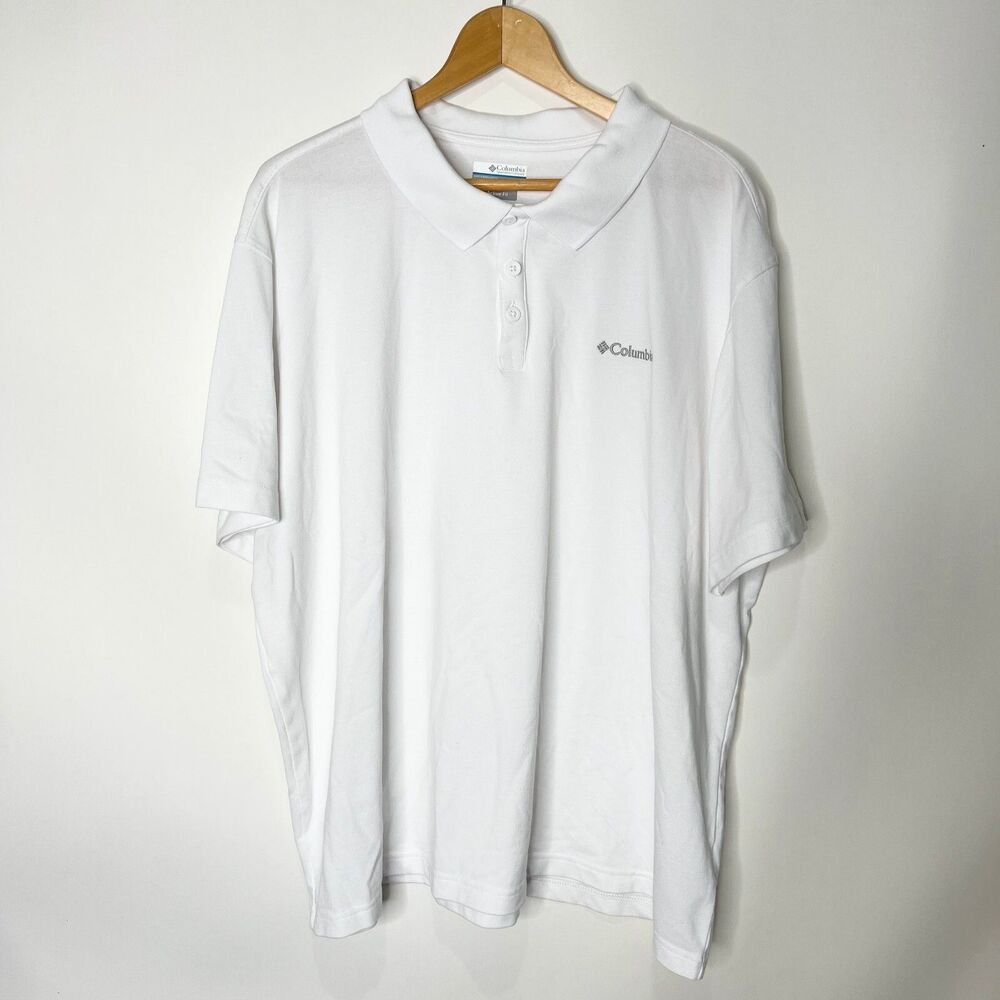 Columbia Polo Active Fit White Short Sleeve Shirt Men's Size XXL EUC